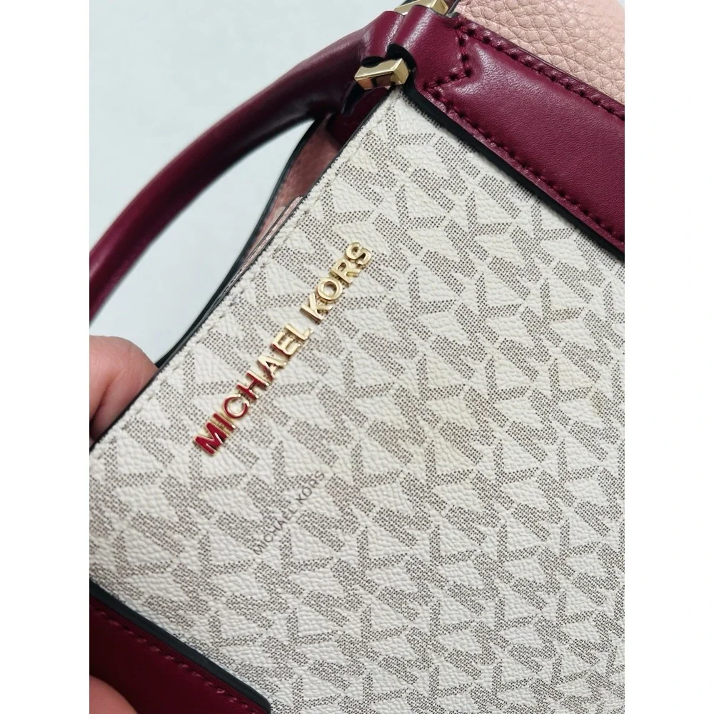 Michael Kors Kimberly MK Signature Leather‎ Small Satchel Handbag Crossbody Bag